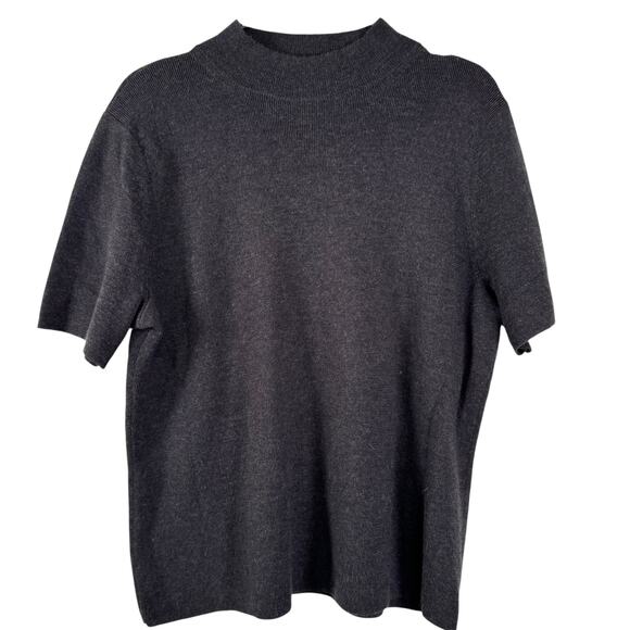 Pendleton Gray Merino Wool Mock Neck Sweater Womens Size 1X Short Sleeve Comfy - Picture 1 of 4